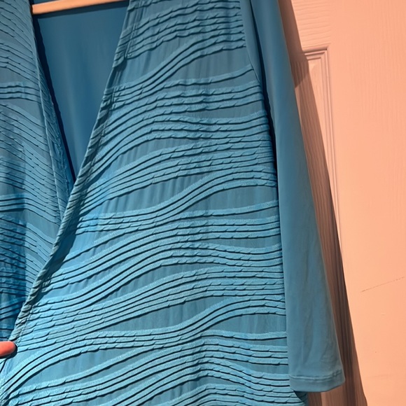 Womens 3/4 sleeve turquoise wedge opening cardigan - Picture 4 of 4